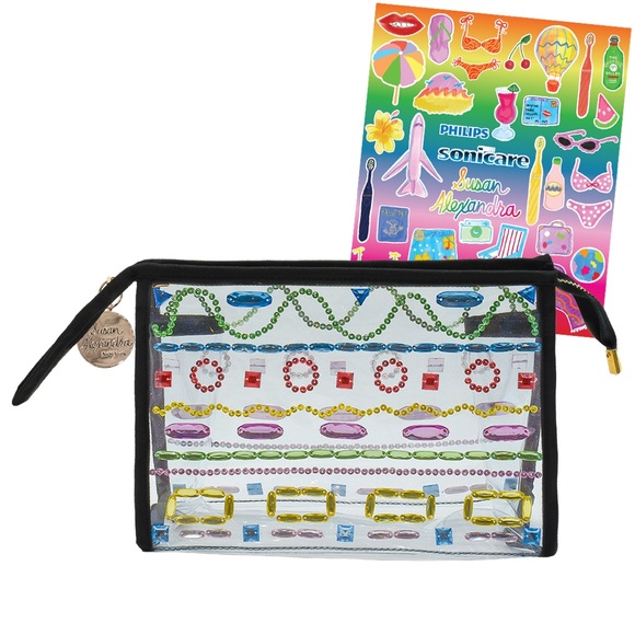 Susan Alexandra Multicolor Beaded Transparent Pouch - Picture 1 of 8